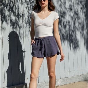 Brandy Melville Logan Waffle knit shorts Dark gray